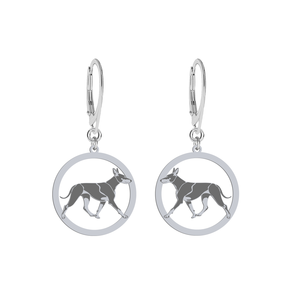 Silver English Toy Terrier engraved earrings - MEJK Jewellery