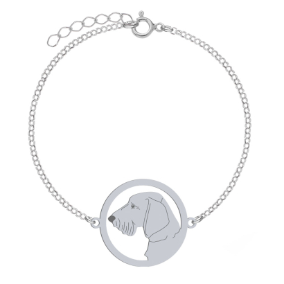 Silver Wirehaired dachshund bracelet, FREE ENGRAVING - MEJK Jewellery