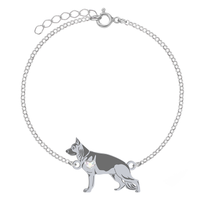 Silver German Shepherd engraved bracelet - MEJK Jewellery