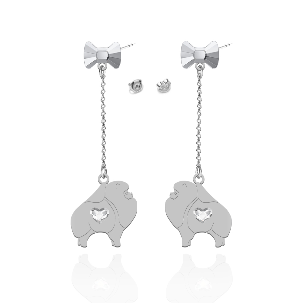 Silver Pomeranian earrings, FREE ENGRAVING - MEJK Jewellery