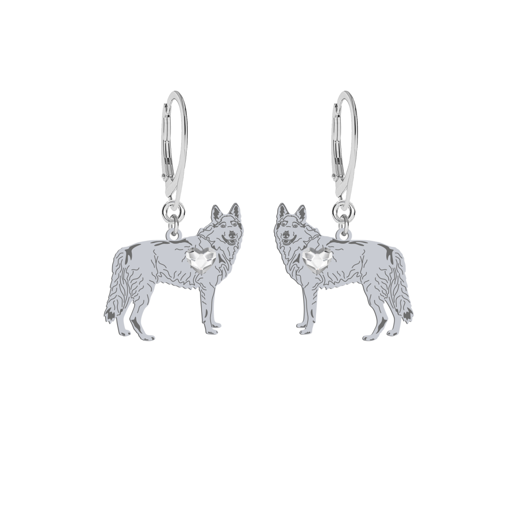 Silver Czechoslovakian Wolfdog  engraved earrings - MEJK Jewellery