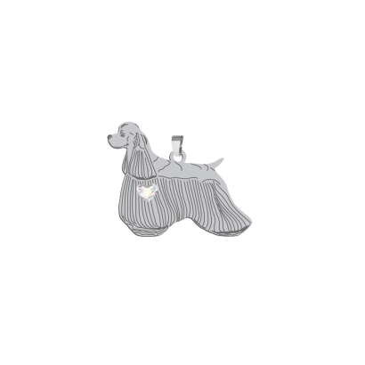 Silver American Cocker Spaniel engraved pendant with a heart - MEJK Jewellery