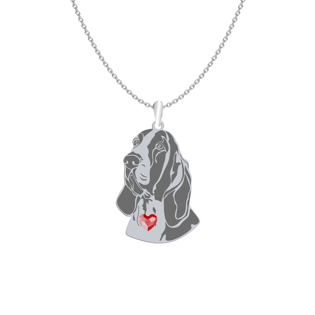 Silver Bracco Italiano engraved necklace with a heart - MEJK Jewellery