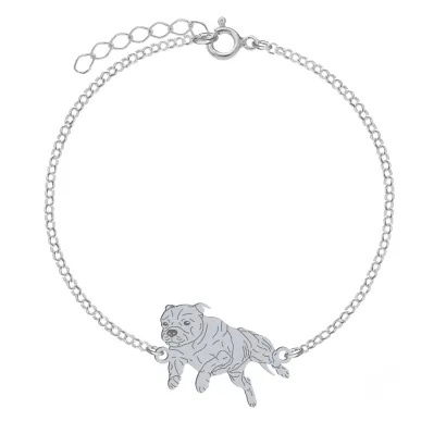 Bransoletka z psem Staffordshire Bull Terrier srebro GRAWER GRATIS - MEJK Jewellery