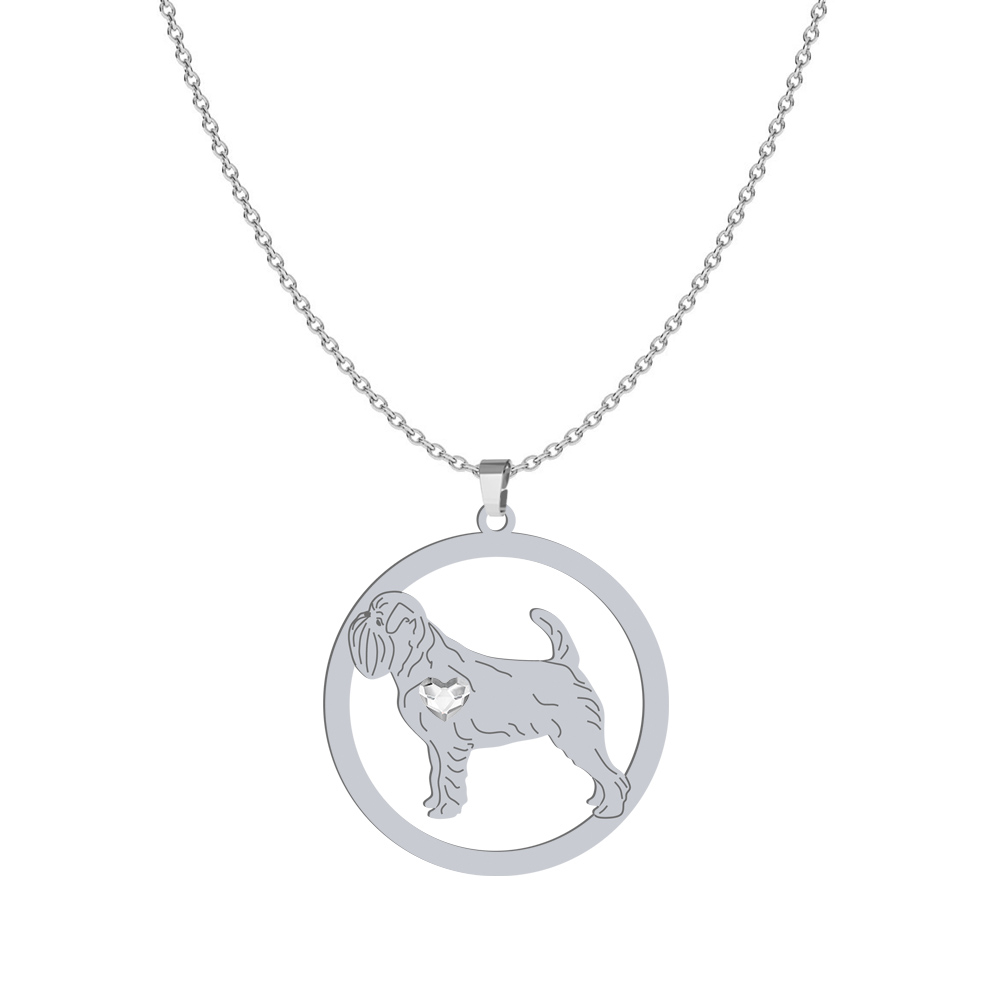 Silver Belgian Griffon engraved necklace - MEJK Jewellery