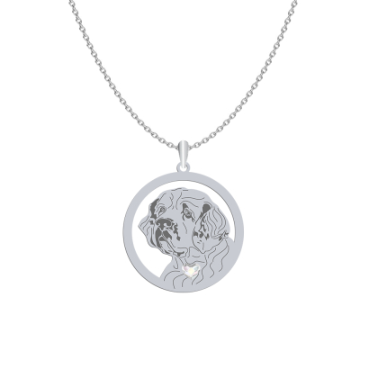 Silver Clumber Spaniel necklace with a heart, FREE ENGRAVING - MEJK Jewellery