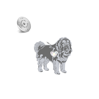 Wpinka z sercem psem Caucasian Shepherd Dog srebro - MEJK Jewellery