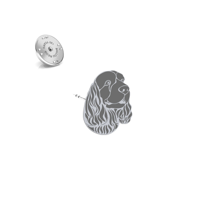 Silver Sussex Spaniel pin - MEJK Jewellery