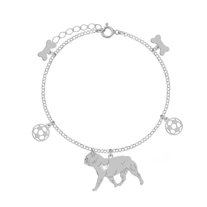 Bransoletka z psem Bulldog Francuski srebro GRAWER GRATIS - MEJK Jewellery