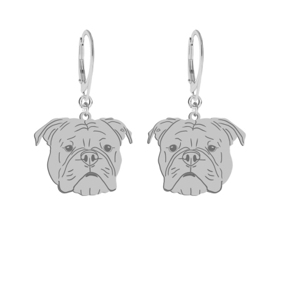 Kolczyki z psem Continental Bulldog srebro GRAWER GRATIS - MEJK Jewellery