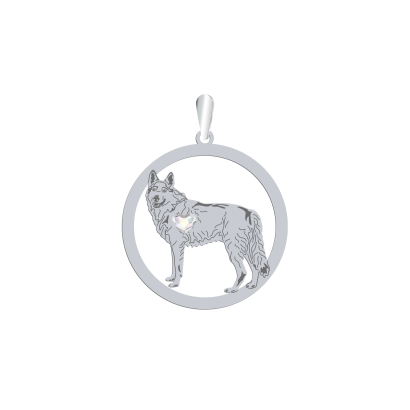 Silver Czechoslovakian Wolfdog  engraved pendant with a heart - MEJK Jewellery