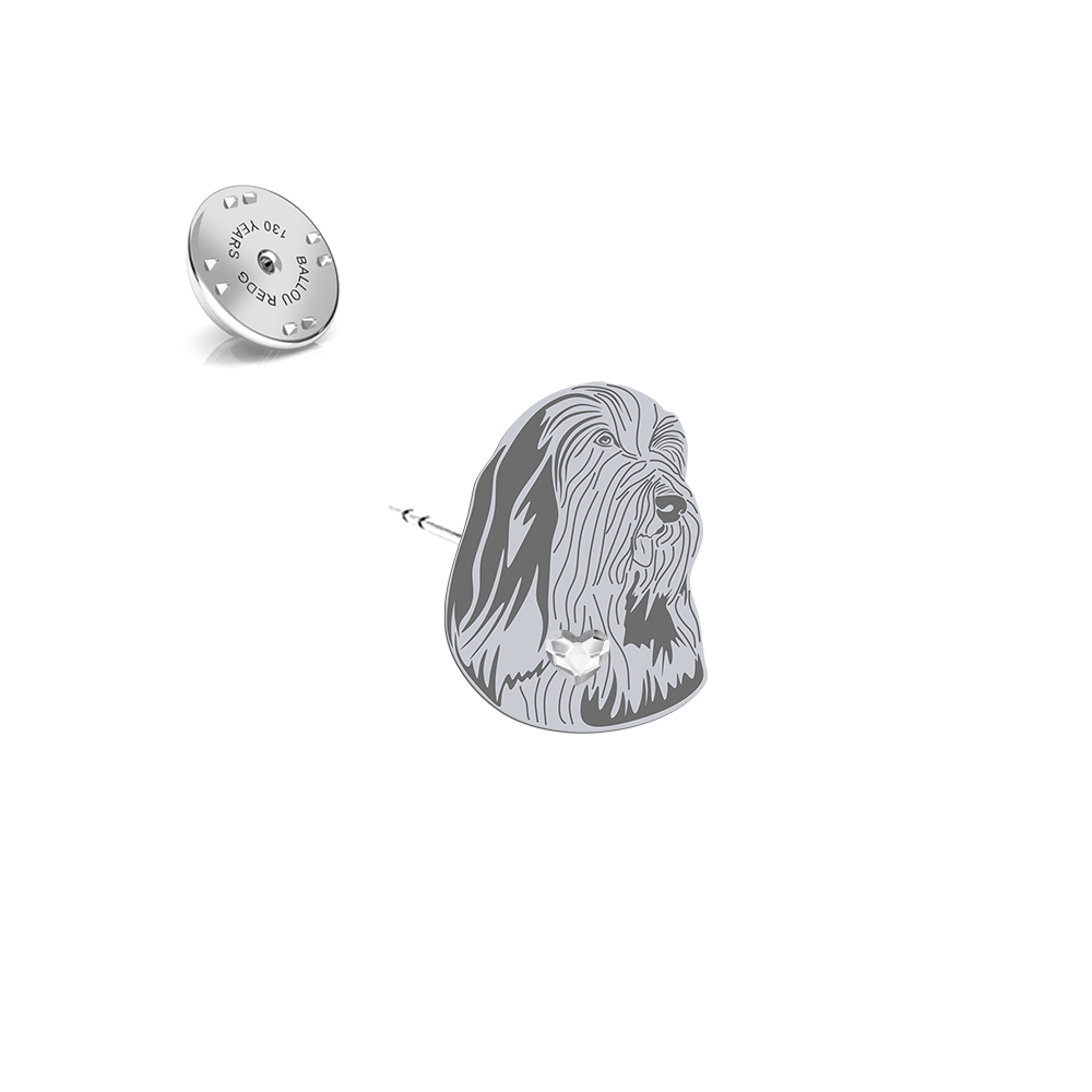 Wpinka z psem sercem Bearded Collie srebro - MEJK Jewellery