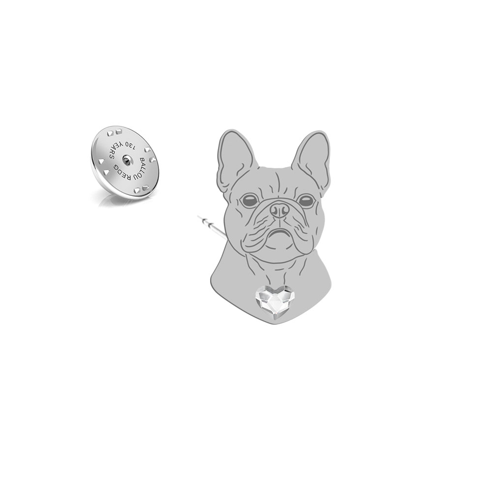 Wpinka z psem Bulldog Francuski srebro - MEJK Jewellery