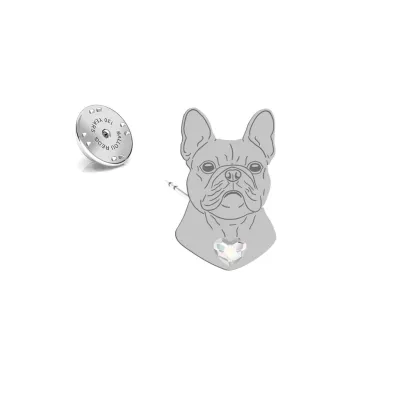 Wpinka z psem Bulldog Francuski srebro - MEJK Jewellery