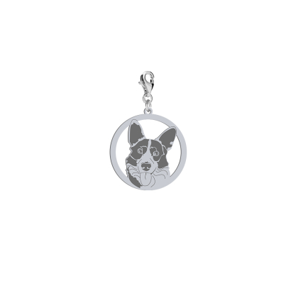 Silver Welsh corgi cardigan  engraved charms - MEJK Jewellery