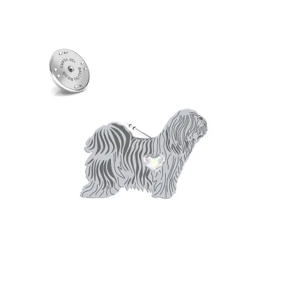 Wpinka z sercem psem Terrier Tybetański srebro - MEJK Jewellery