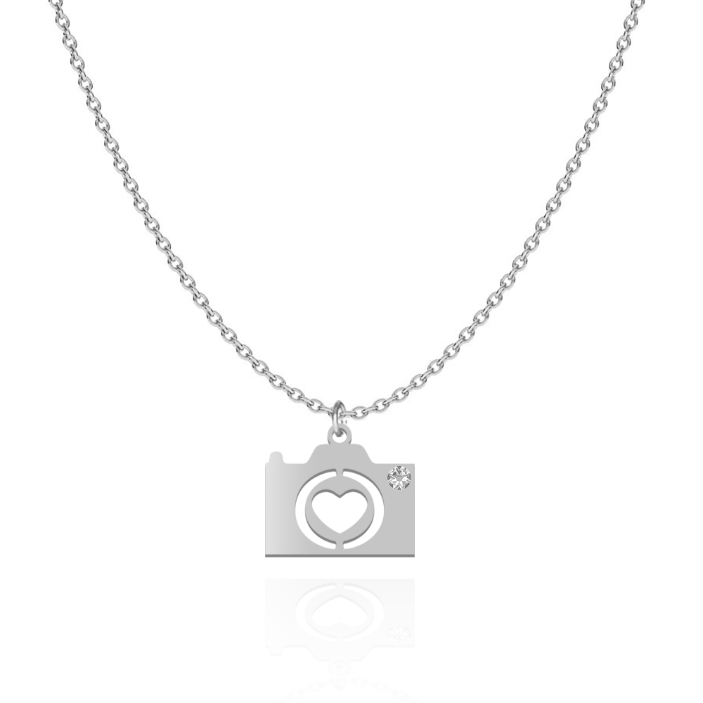Necklace CAMERA  gold-plated rhodium-plated silver