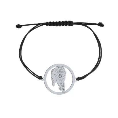 Bransoletka z Wilkiem srebro sznurek GRAWER GRATIS - MEJK Jewellery