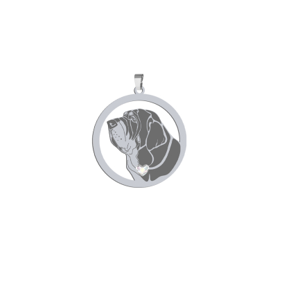 Silver Spanish Mastiff pendant with a heart, FREE ENGRAVING - MEJK Jewellery