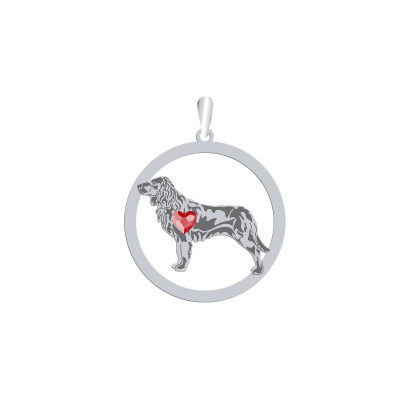 Silver German Spaniel engraved pendant with a heart - MEJK Jewellery