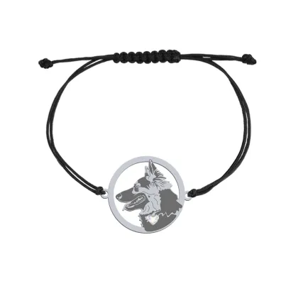 Bransoletka z psem Chodský pes srebro sznurek GRAWER GRATIS - MEJK Jewellery