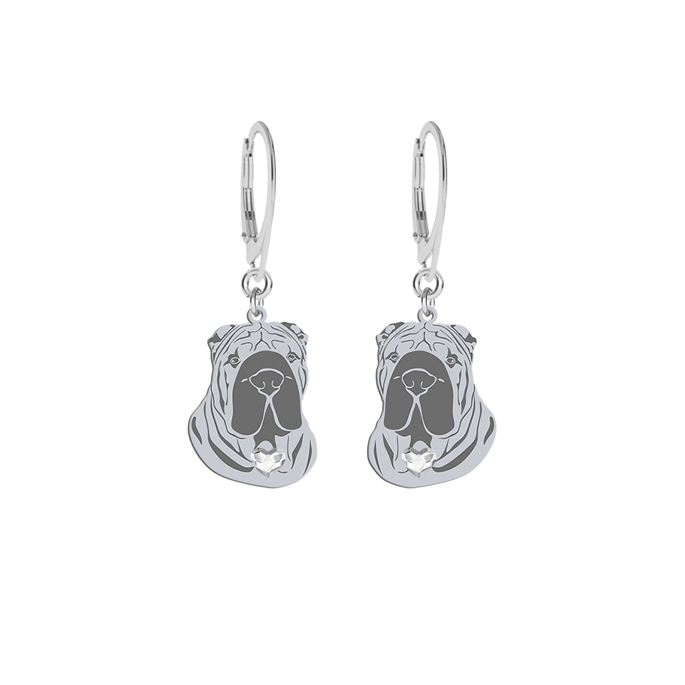 Silver Shar Pei earrings, FREE ENGRAVING - MEJK Jewellery
