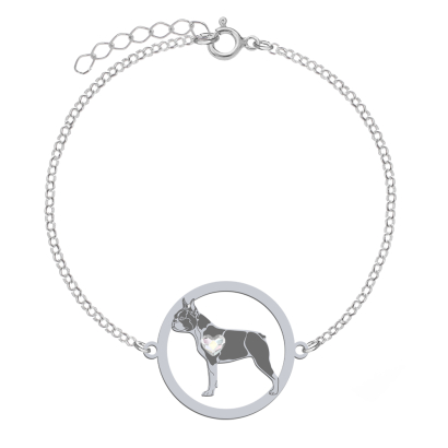 Silver Boston Terrier engraved bracelet - MEJK Jewellery