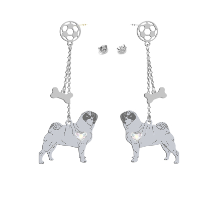 Kolczyki z psem Pug srebro GRAWER GRATIS - MEJK Jewellery