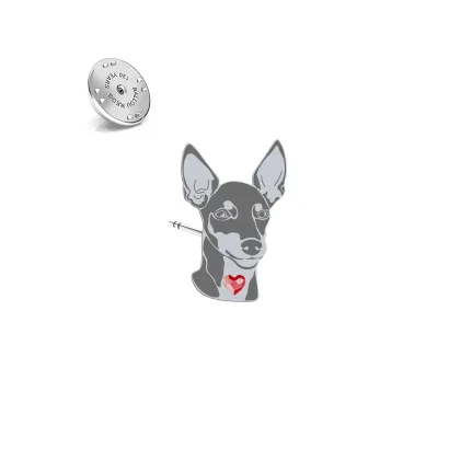 Wpinka z sercem psem English Toy Terrier srebro - MEJK Jewellery