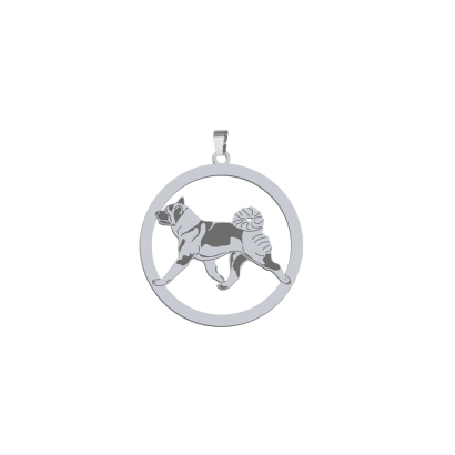 Silver American Akita engraved pendant - MEJK Jewellery