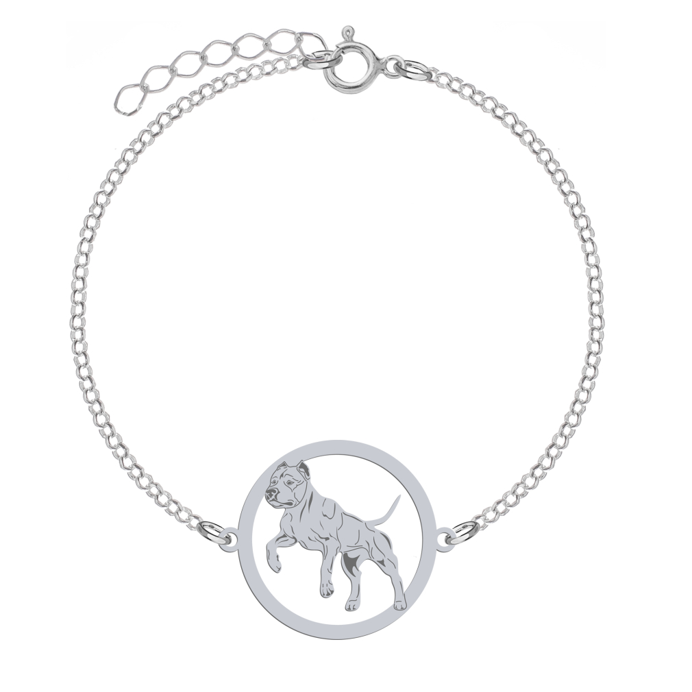 Bransoletka z psem grawerem American Pitbull Terrier srebro - MEJK Jewellery