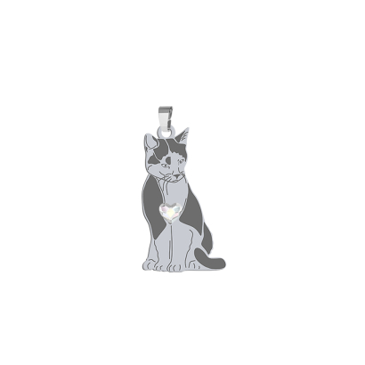Silver Tuxedo Cat pendant, FREE ENGRAVING - MEJK Jewellery