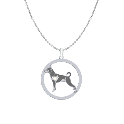 Silver Miniature Pinscher necklace with a heart, FREE ENGRAVING - MEJK Jewellery