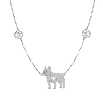 Naszyjnik z psem Bulldog Francuski srebro GRAWER GRATIS - MEJK Jewellery