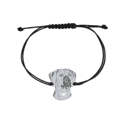 Bransoletka z psem Rhodesian Ridgeback srebro sznurek GRAWER GRATIS - MEJK Jewellery