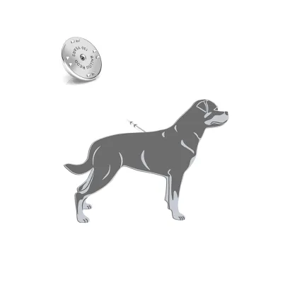 Wpinka z psem Rottweiler srebro - MEJK Jewellery