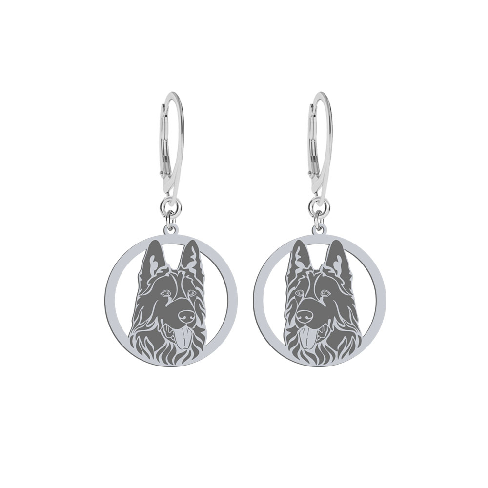 Kolczyki z psem Owczarkiem Niemieckim Czarnym srebro GRAWER GRATIS - MEJK Jewellery