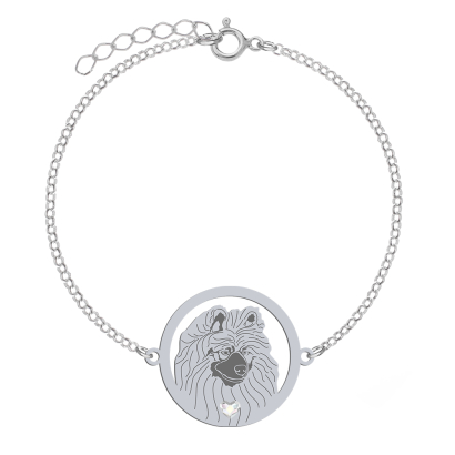 Silver Wolf Spitz  engraved bracelet - MEJK Jewellery