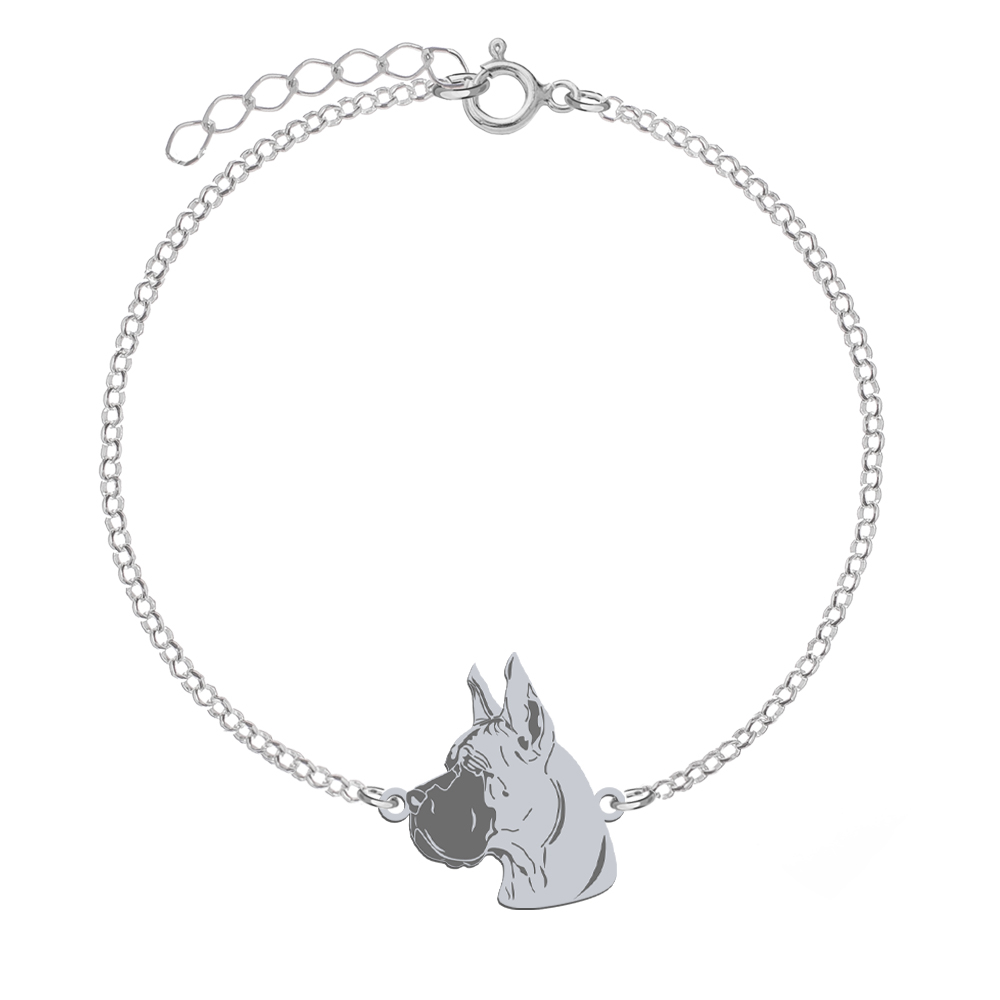Silver Great Dane bracelet, FREE ENGRAVING - MEJK Jewellery