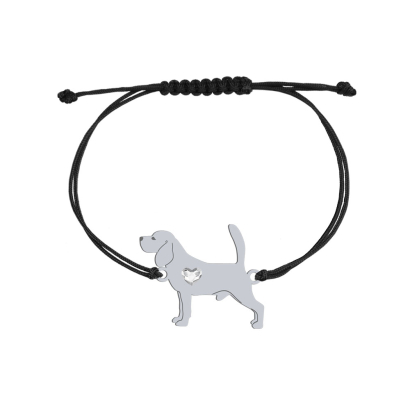 Silver Beagle string bracelet with a heart - MEJK Jewellery