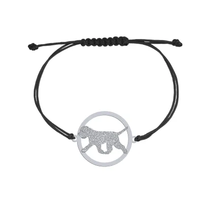 Bransoletka z psem Romański Pies srebro sznurek GRAWER GRATIS - MEJK Jewellery