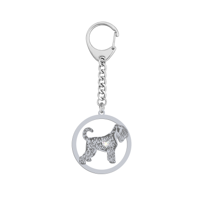 Silver Black Russian Terrier keyring, FREE ENGRAVING - MEJK Jewellery