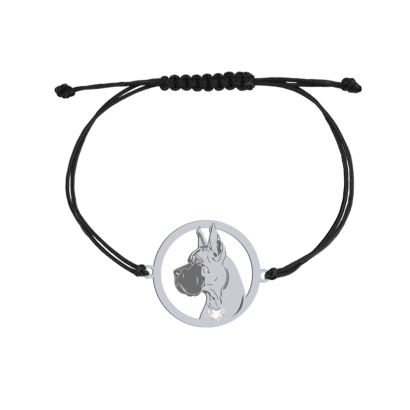Bransoletka z sercem psem Dog Niemiecki srebro sznurek GRAWER GRATIS - MEJK Jewellery