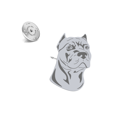 Wpinka z psem American Pitbull Terrier srebro - MEJK Jewellery
