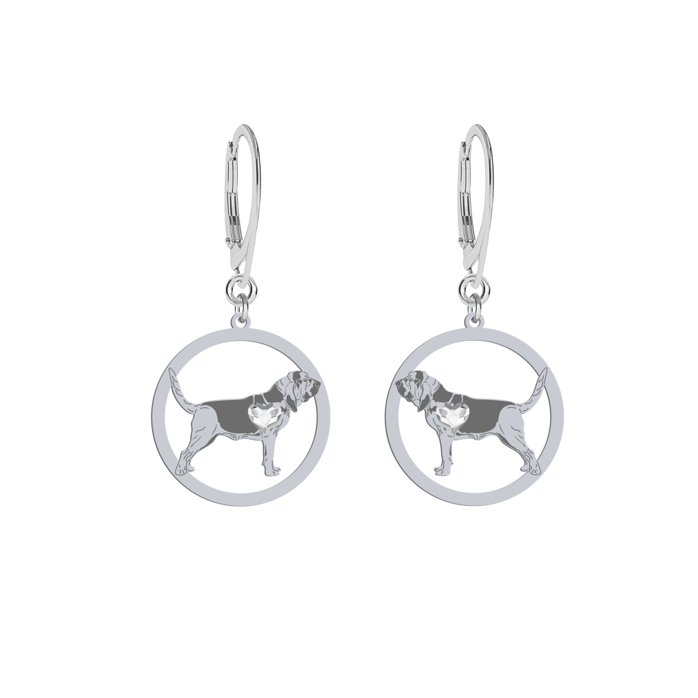 Silver Bloodhound earrings with a heart, FREE ENGRAVING - MEJK Jewellery