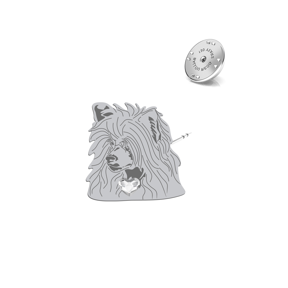 Silver Chinese Crested Powderpuff pin - MEJK Jewellery