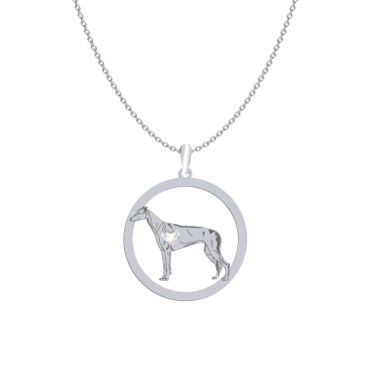Naszyjnik z psem grawerem sercem Greyhound srebro - MEJK Jewellery