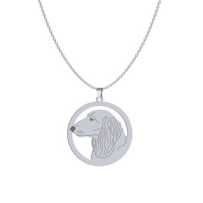 Silver Long-haired dachshund necklace, FREE ENGRAVING - MEJK Jewellery