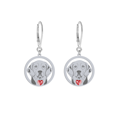 Silver Polish Hound earrings with a heart, FREE ENGRAVING - MEJK Jewellery
