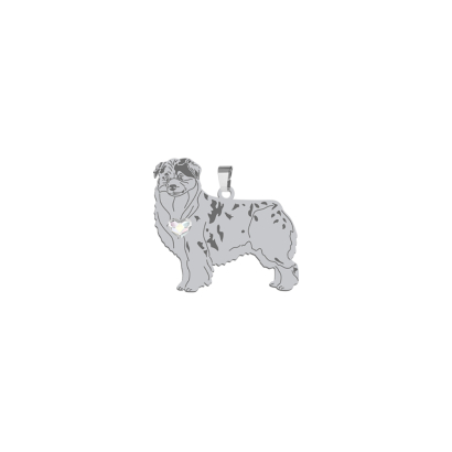 Zawieszka z psem Owczarek Australijski srebro GRAWER GRATIS - MEJK Jewellery
